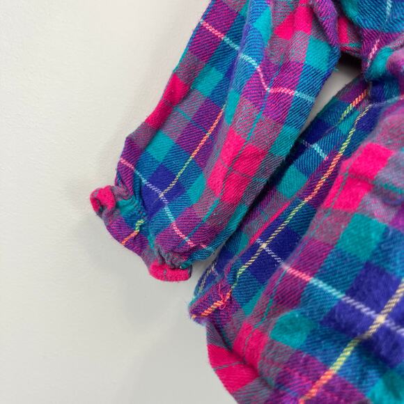 Vintage Appleby Colorful Plaid Flannel Ruffle Blouse 12 Months - Picture 3 of 7